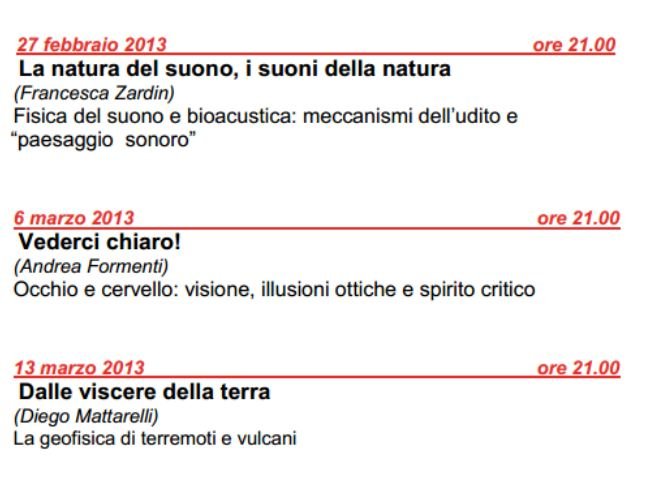 Scienza gratis Auditorium Milano fino a maggio 2013 divulgazione scientfica programma