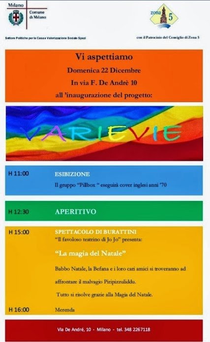 inaugurazione spazi sociali a Milano: progetto Varievie in via De Andrè 12