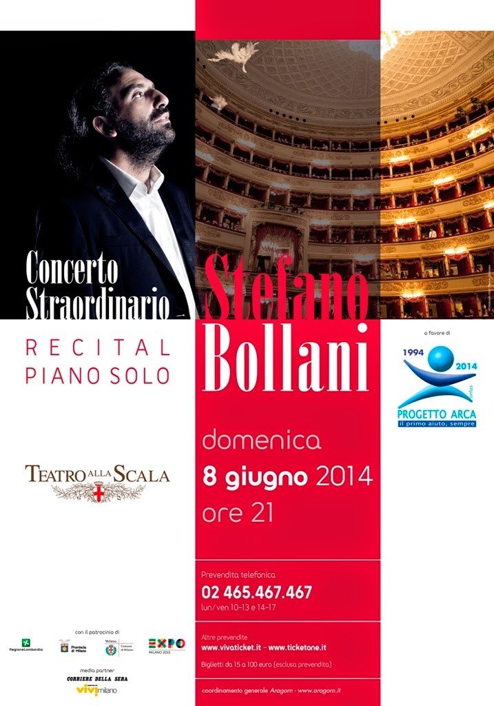 stefano bollani recital solo pianoforte alla Scala di Milano domenica 8 giugno