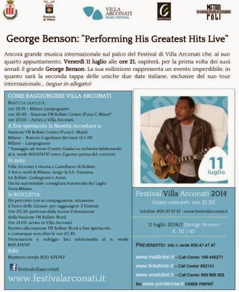 villa arconati festival 2014, George Benson in concerto il 11 luglio 2014