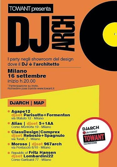 Il 16 settembre a Milano DJ ARCH: i party negli showroom del design dove il dj è l'architetto