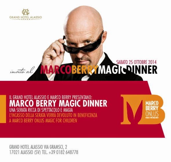 Sabato 25 ottobre al Grand Hotel di Alassio: Marco Berry Magic Dinner, una cena ricca di spettacolo e magia