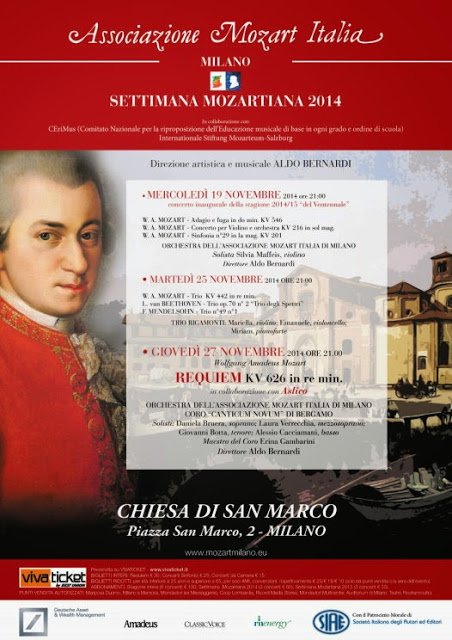 27 novembre concerto della Stagione Mozartiana per il ventennale della Associazione Mozart Italia Milano: sconti per i lettori di Eventiatmilano.it