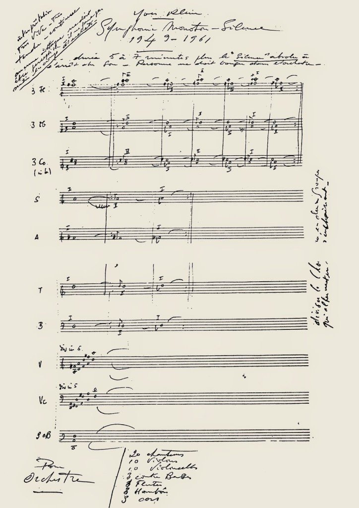 Lunedì 15 dicembre Symphonie Monoton-Silence di Yves Klein. Prima assoluta in Italia