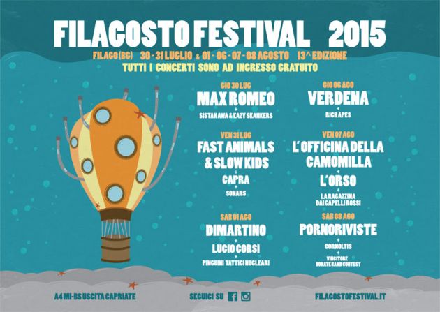 Fino all' 8 agosto torna Filagosto Festival. Due week end di musica live con concerti ad ingresso gratuito