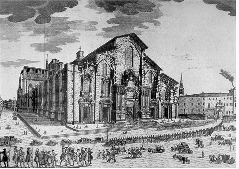 Facciata del Duomo di Milano nel XVIII secolo in cartolina