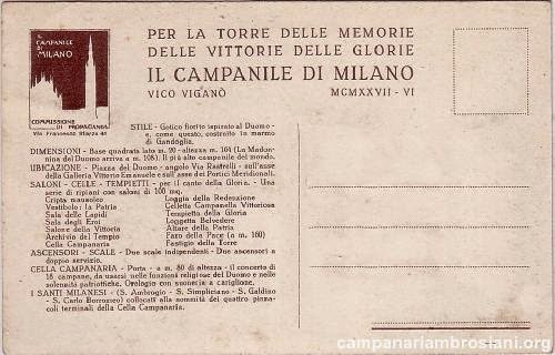 Cartolina propagandistica per la costruzione del campanile della Cattedrale