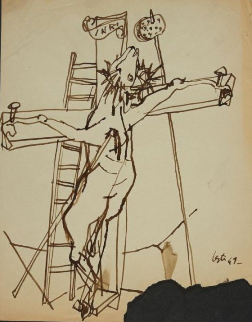Giovanni Testori, Senza titolo (Studio per una Crocifissione - Crocifissione 3) anno 1949