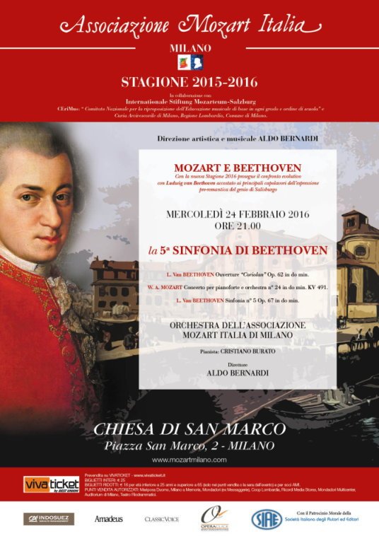 Associazione Mozart Italia-Milano: concerto del 24 febbraio 2016 in chiesa di San Marco a Milano