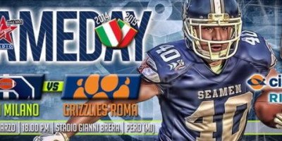 Sabato 4 marzo: Gameday Football Americano Seamen Milano - Grizzlies Roma