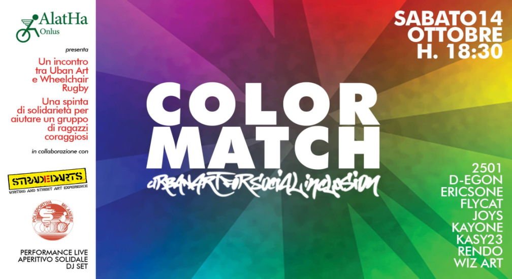 Sabato 14 ottobre a Milano: Color Match – URBAN ART FOR SOCIAL INCLUSION