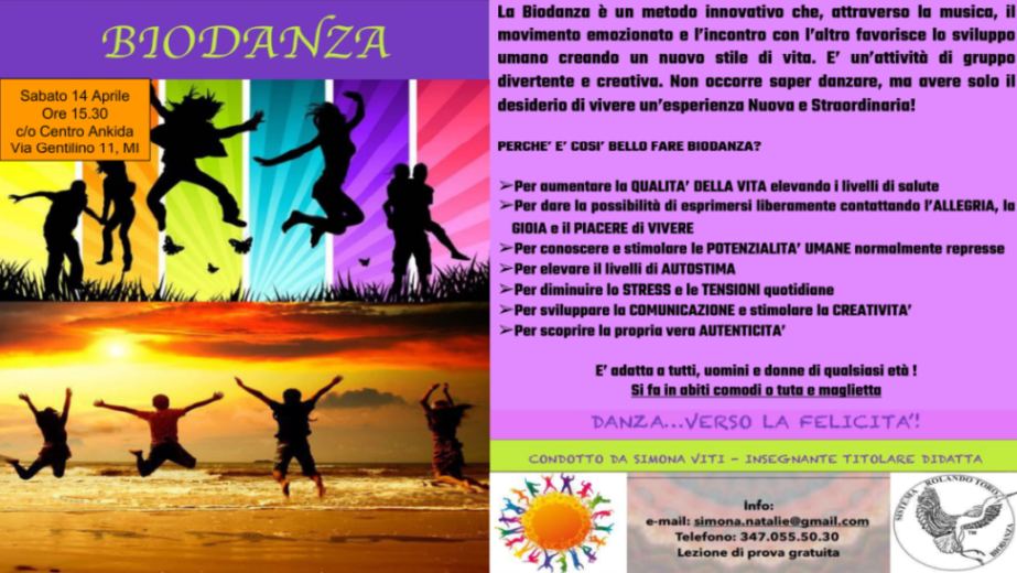 Sabato 14 aprile a Milano: Laboratorio esperenziale di Biodanza