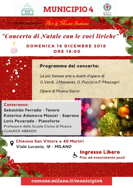 Concerto di Natale gratuito a Milano con le voci liriche in Chiesetta di San Vittore e 40 Martiri
