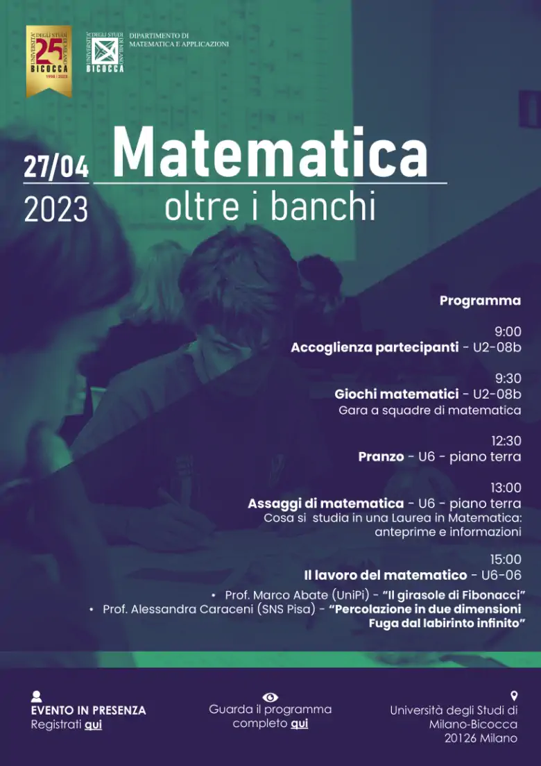 Matematica oltre i banchi: in Università Milano Bicocca una giornata tra numeri e teoremi