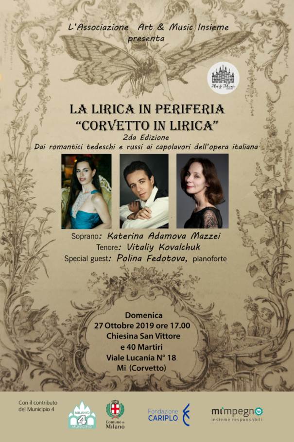 Corvetto in Lirica, locandina del concerto in programma domenica 27 ottobre a Milano