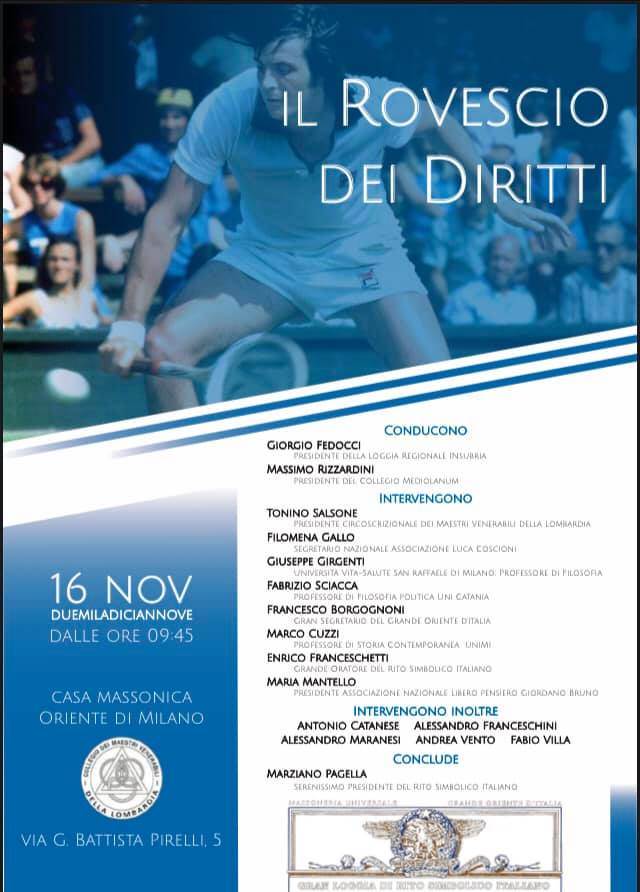 Sabato 16 novembre in Via Giovanni Battista Pirelli, 5 a Milano dalle ore 9.45 conferenza ad ingresso gratuito dal titolo Il Rovescio dei Diritti