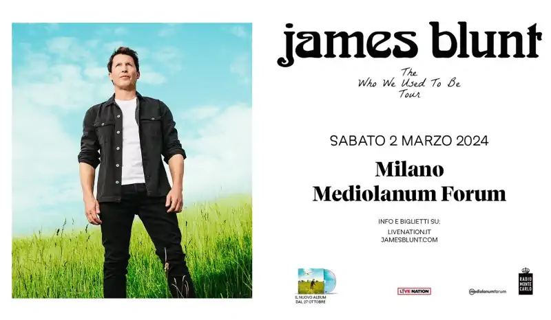 James Blunt Milano: data concerto al Mediolanum Forum