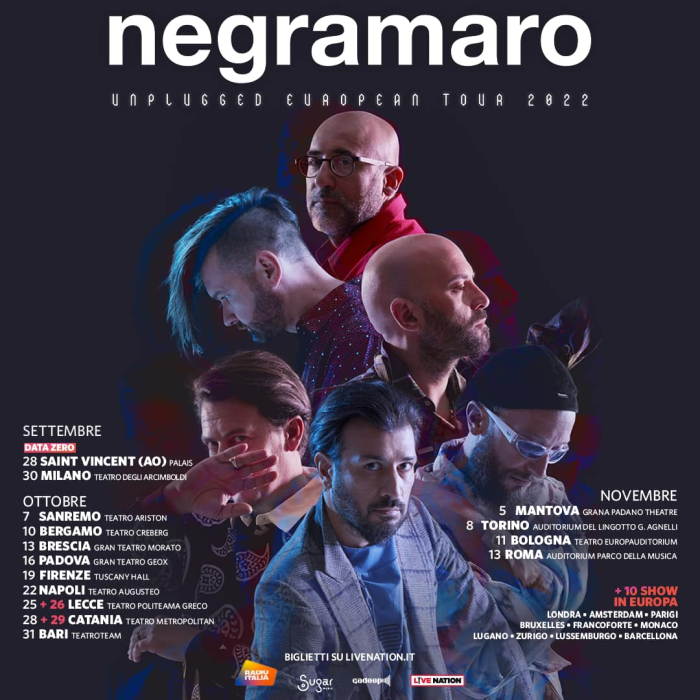 Negramaro Unplugged tour 2022: tutte le date dei concerti in Italia
