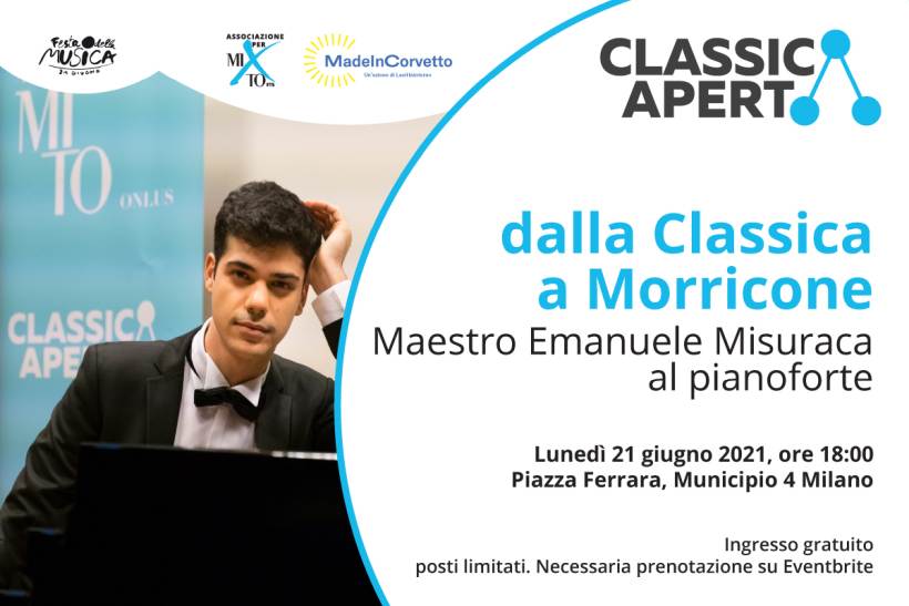 Lunedì 21 giugno ClassicAperta presenta il recital pianistico dalla Classica a Morricone