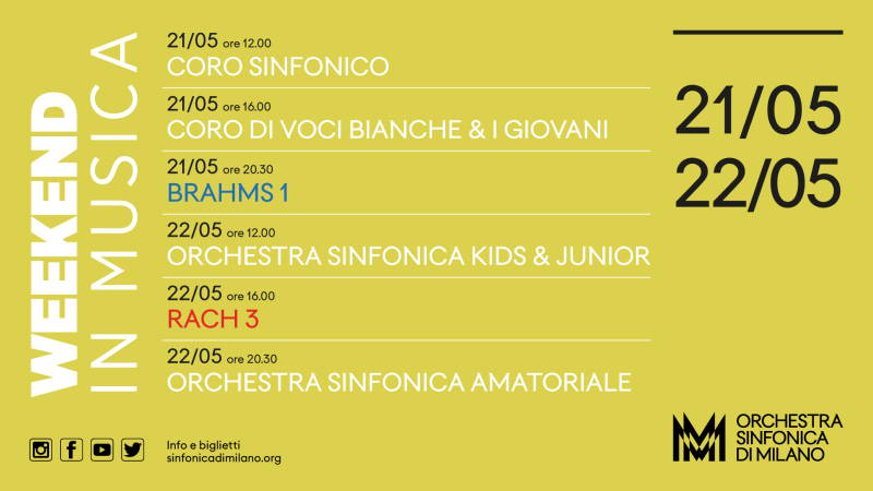 Concerti del 21-22 maggio: Weekend in Musica con l’Orchestra Sinfonica di Milano