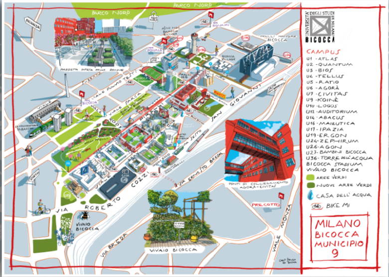 Università degli studi di Milano-Bicocca: mappa del campus
