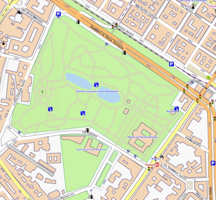mappa dei Giardini Indro Montanelli di Milano