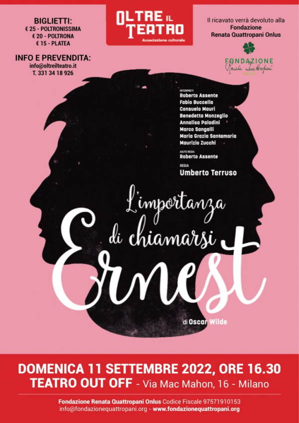 Teatro e solidarietà: al Teatro Out Off di Milano L'importanza di chiamarsi Ernest di Oscar Wilde