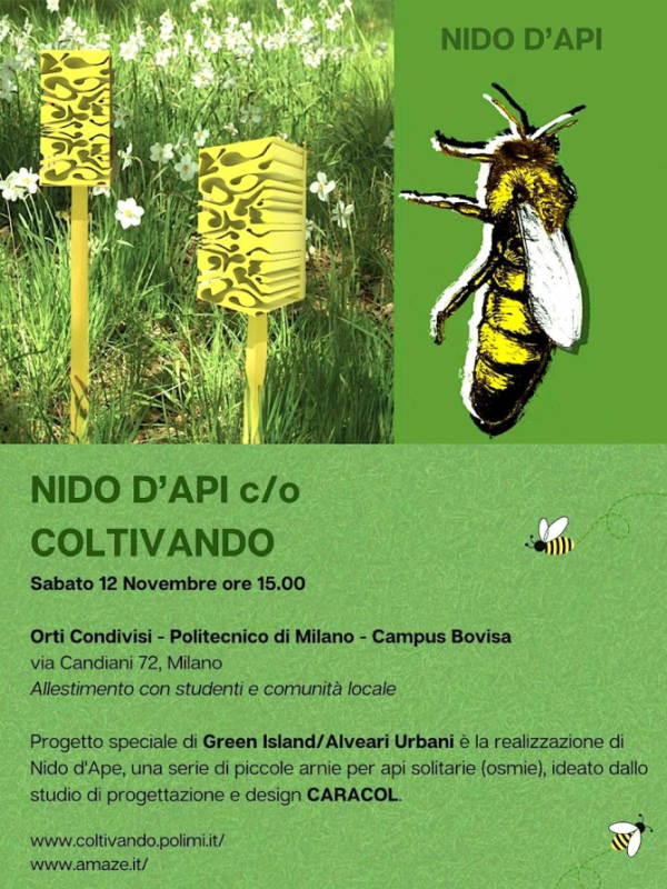 Sabato 12 novembre dalle ore 15.00 presentazione del progetto NIDO D’APE