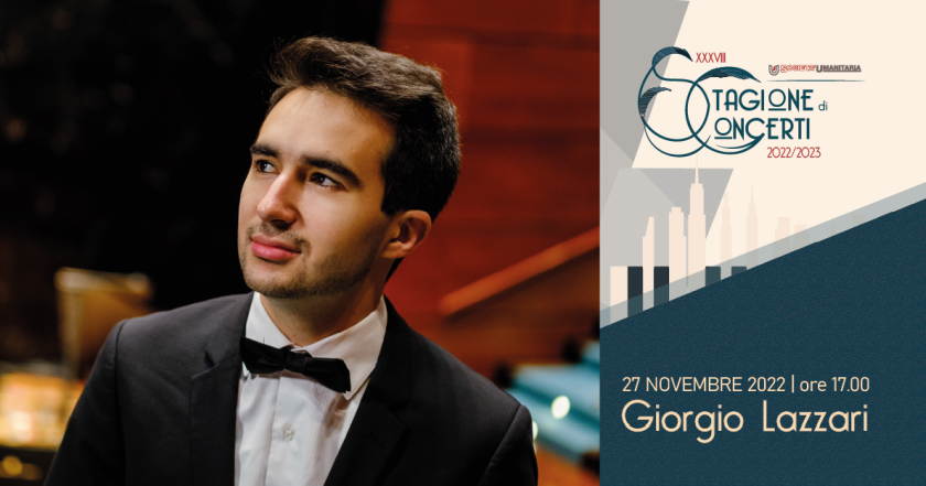 38° Stagione di Concerti di Società Umanitaria Milano: domenica 27 novembre Giorgio Lazzari sul palco del Salone degli Affreschi