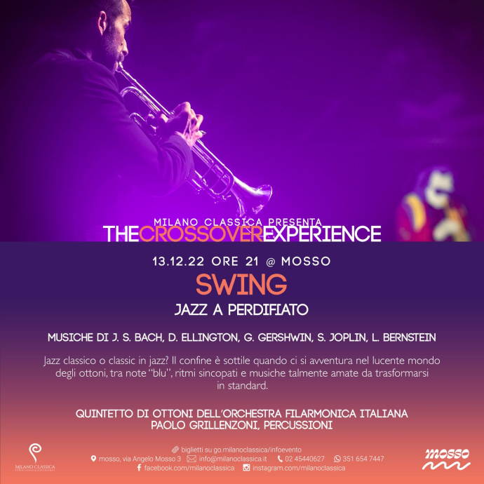 The Crossover Experience: martedì 13 dicembre concerto SWING, Jazz a perdifiato