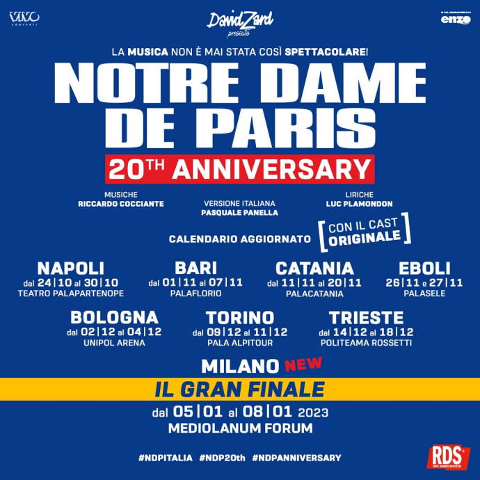 Notre Dame de Paris il musical torna a Milano per il finale di stagione al Mediolanum Forum