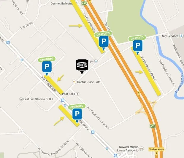 Fabrique Milano: mappa dei parcheggi gratuiti auto vicino alla location