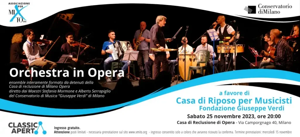 Orchestra in Opera per il sociale: concerto del 25 novembre nella Casa di Reclusione di Milano Opera