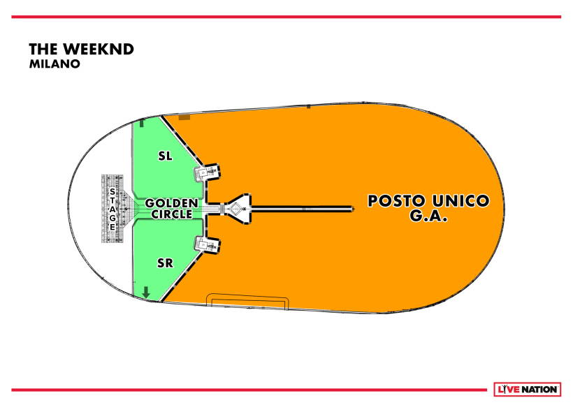 The Weeknd in concerto all’Ippodromo SNAI LA MAURA di Milano: mappa dei settori
