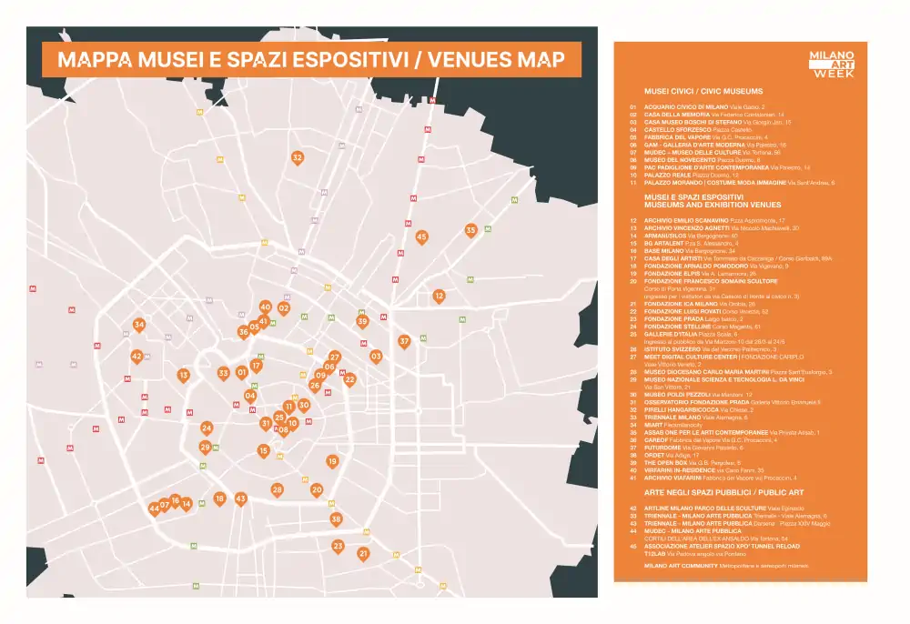 Milano ArtWeek 2023: mappa musei e spazi espositivi coinvolti