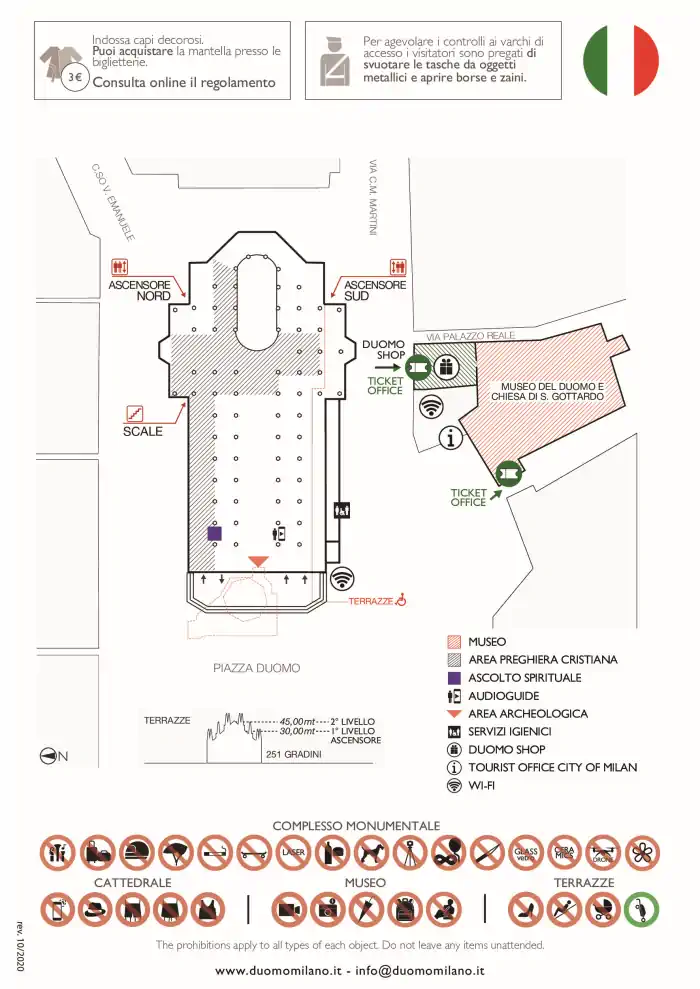 DUOMO DI MILANO: piantina del Complesso Monumentale per le visite