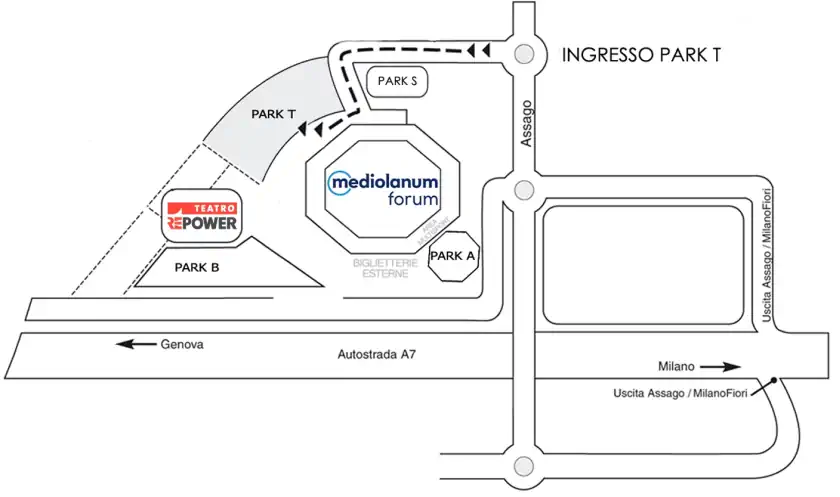 Teatro Repower Assago: mappa e ingresso al parcheggio