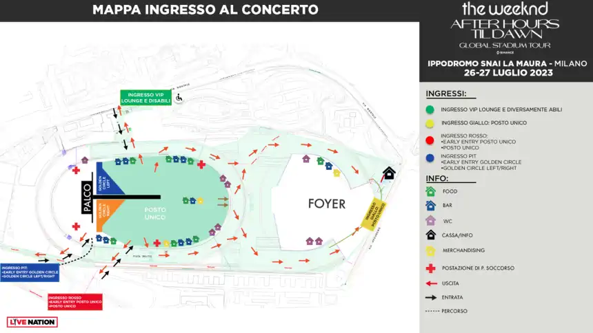The Weeknd Milano: mappa ingressi e dove parcheggiare la tua auto