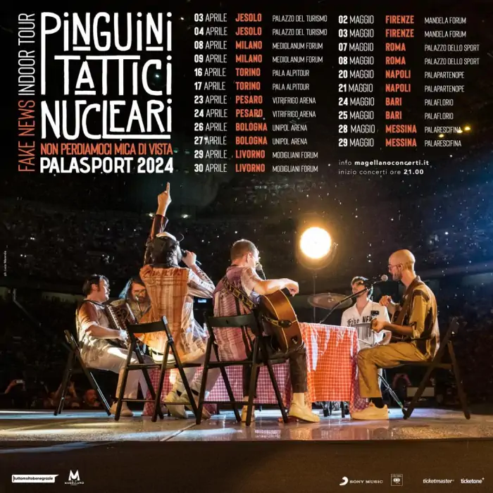 Pinguini Tattici Nucleari in concerto al Mediolanum Forum di Milano: biglietti e date tour 2024 nei palasport