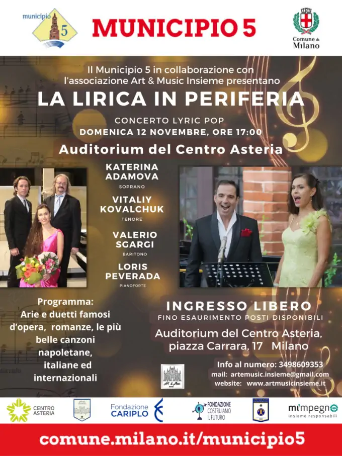 La Lirica in Periferia: concerto gratuito a Milano del 12 novembre