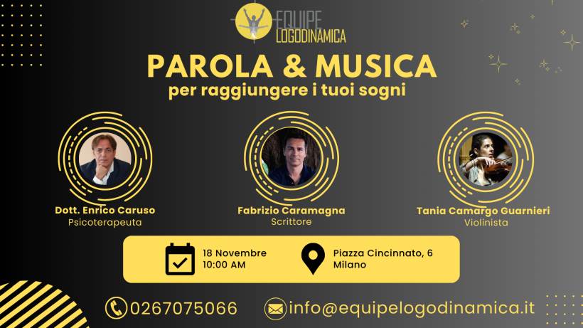 Parola e Musica per raggiungere i tuoi sogni: evento con Fabrizio Caramagna