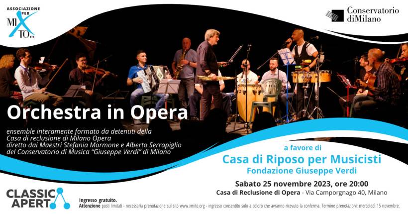 Orchestra in Opera per il sociale: concerto del 25 novembre nella Casa di Reclusione di Milano Opera