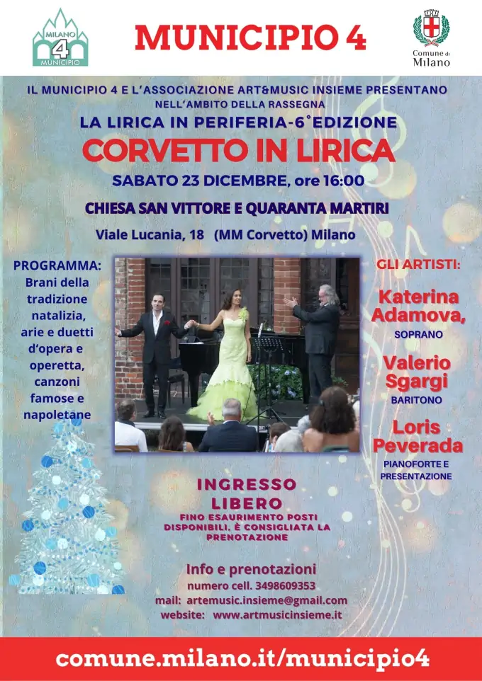 Corvetto in Lirica: concerto gratuito a Milano, Chiesina di San Vittore e 40 Martiri