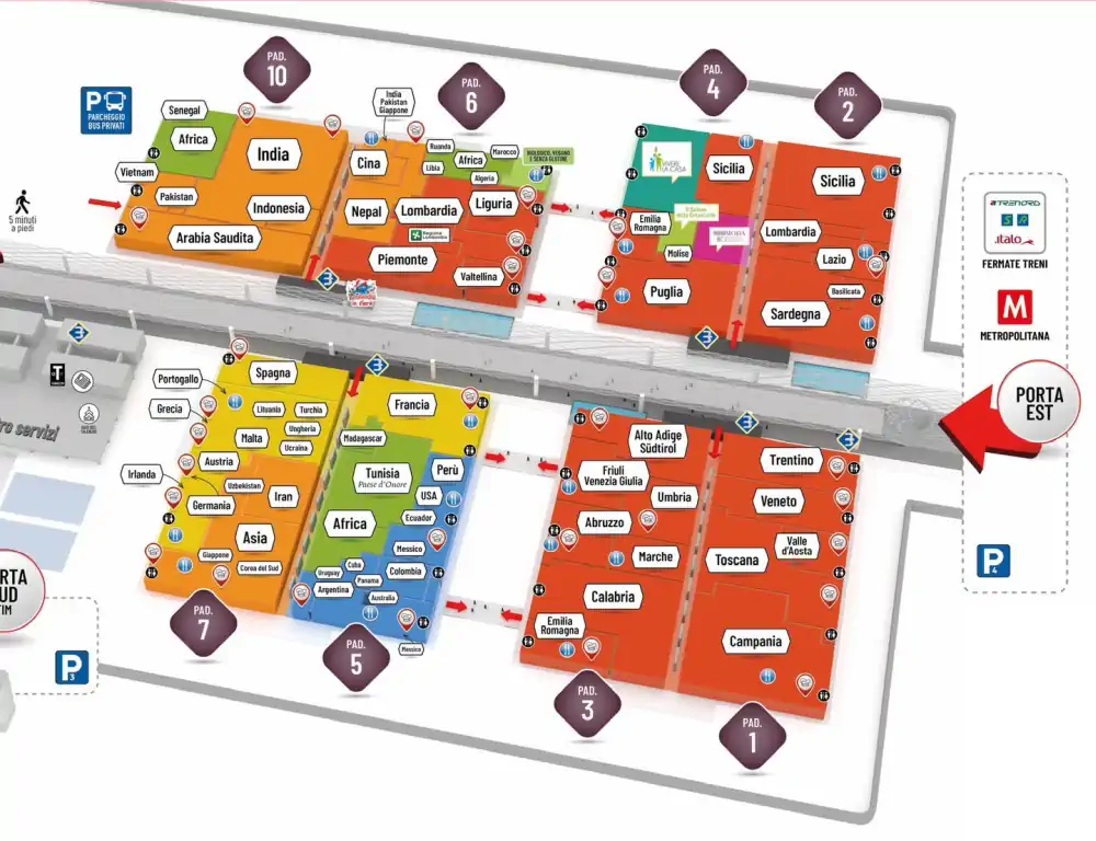 Mappa di Artigiano in Fiera 2023 con tutti i padiglioni aperti al pubblico a Milanofiera