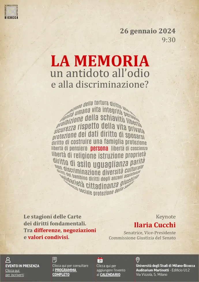 Giornata della Memoria 2024: a Milano un convegno sulle Carte dei Diritti fondamentali