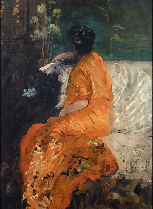 Mostra De Nittis Pittore della vita moderna: opera intitolata Il Kimono color arancio