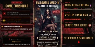 Halloween walk-in al Fight Fears Tattoo Studio di Milano